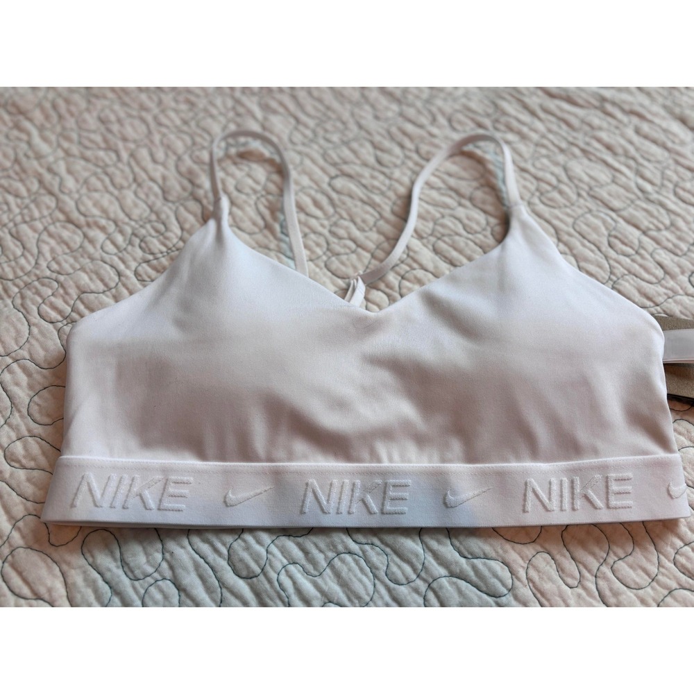 Nike Indy Light Support Sports Bra White Adjustable Straps Logo Band Small